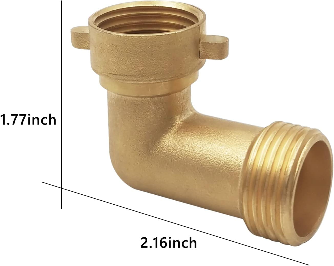 HRTGFD-Garden Hose Connector, 90 Degree Elbow Adapter Hose Quick Connect Fittings (2-Pack) 3/4 Inch, Solid Brass Pipe Fitting