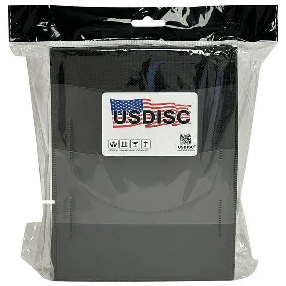 USDISC Plastic Sleeves 4mil 7.5 x 5.75, Fits DVD Booklet, Double 2 Disc, Black, Pack Of 50