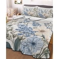 thumbnail image 2 of Blue Floral Spring Summer Quilt Set Full Size, Soft Microfiber Quilted Bedding Set with 2 Pillow Shams, Summer Botanical Flower Vintage Lightweight All Season Bedspread Coverlet for Bedroom 78"x90", 2 of 6