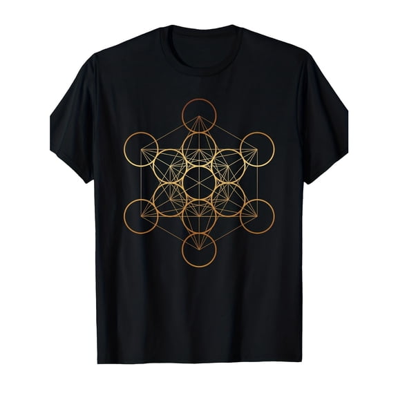 Men's Sacred Geometry T-Shirt with Metatron's Cube & Fruit of Life Design, Comfortable Breathable Soft Tee, Men's 100% Cotton T-Shirt 180gsm