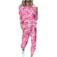 thumbnail image 2 of Cavosen Breast Cancer Loungewear for Women 2 Piece Set Pink Long Pants Sweatsuits Long Sleeve Round Neck Ribbon Shirts Tracksuits Awareness Lounge Sets with Pocket Drawstring Holiday, 2 of 5