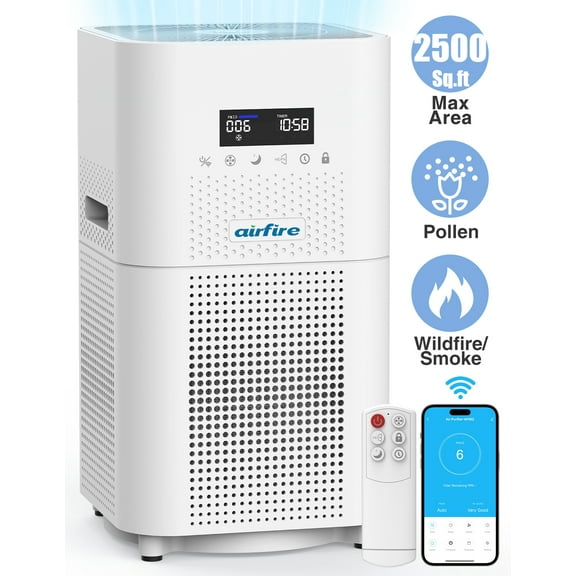Smart Wifi HEPA Air Purifier for Large Rooms up to 2500 Sq.ft, Air Purifiers for Pet Dander&Odor, Dust, Pollen, Wildfire/Smoke, AP402, White