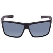 Costa Del Mar Men's Rinconcito Polarized Rectangular Sunglasses, Matte Black/Grey Polarized-580P, 60 mm