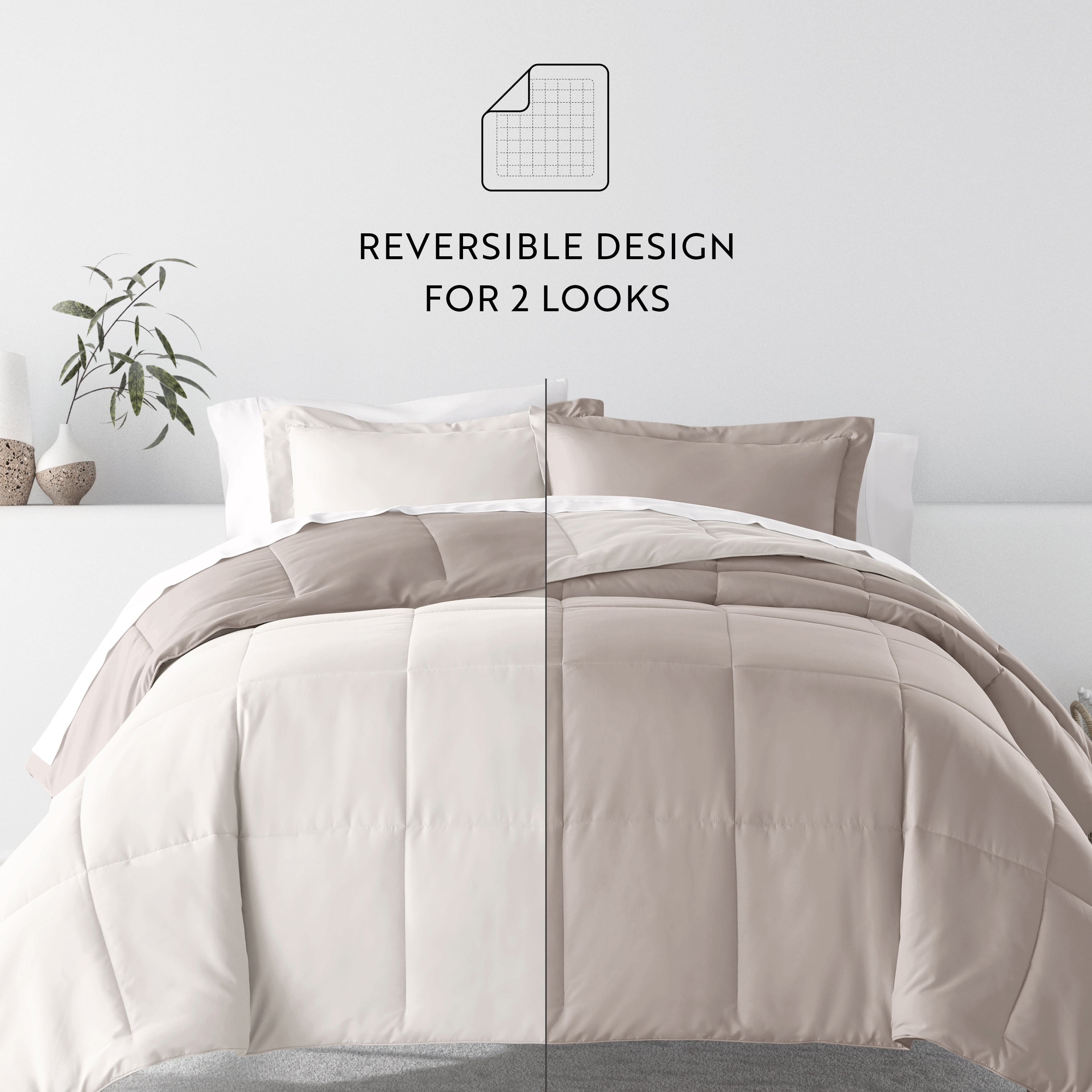 Noble Linens 7 Piece Bedding Bundle, Reversible Comforter and Patterned Sheet Set, California King