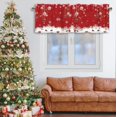 thumbnail image 2 of Christmas Valance for Windows,Winter Snowflakes Merry Christmas Ball Ornaments Xmas Snowflake Sparkle Red Window Treatments 1 Panel Short Curtains for Kitchen Windows Bathroom Bedroom,54 x 18 Inch, 2 of 5