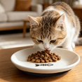 thumbnail image 7 of Shallow Cat Food Plate Wide Flat Kitten Feeding Bowl with Non-Slip Silicone Base Fish Bone Paw Print Pet Food Dish for Cat Puppy Small Animals Dry Wet Food Whisker Fatigue Relief, 7 of 7