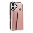 thumbnail image 4 of Allytechgroup Wallet Phone Case for iPhone 16 Plus, Built-in Shoulder Strap Lanyard Stand RFID Blocking Shockproof Protective Back Cover for iPhone 16 Plus, Rosegold, 4 of 7