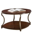 thumbnail image 2 of Bowery Hill Merlot Cherry Finish Round Wood and Metal Cocktail Table, 2 of 4