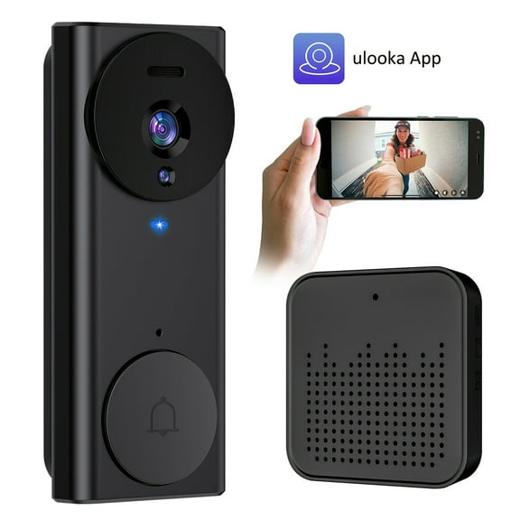 PEPWELL HD Wireless Doorbell Camera with Night Vision - 2-Way Audio, 120° Wide-Angle, 2.4GHz WiFi Smart App Control, Rechargeable 1200mAh Battery for Home Security