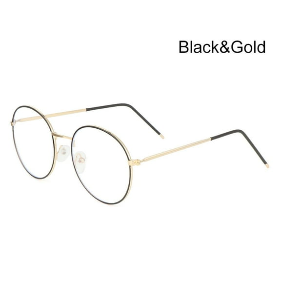 Fashion Online Classes Computer Round Metal Glasses Anti-Blue Light Eyeglasses Ultra Light Frame Eyeglasses Protection BLACK&GOLD