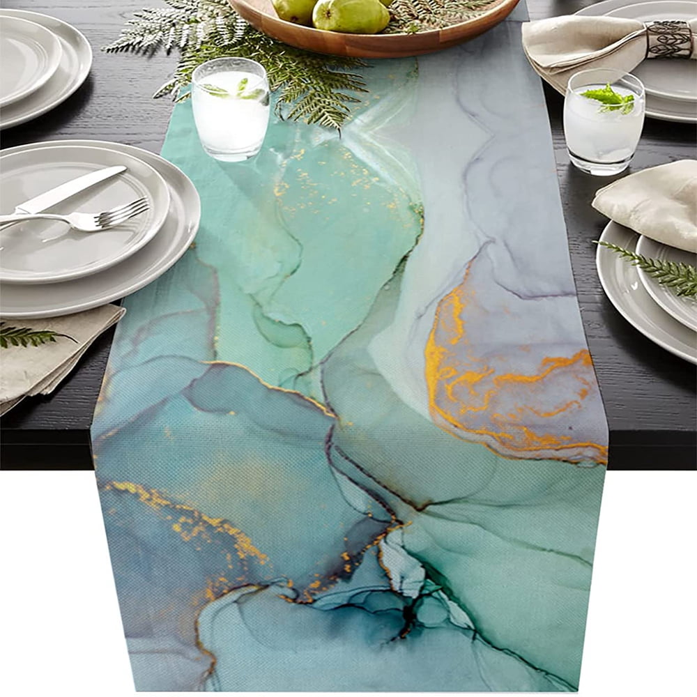 Marble Turquoise Table Runner Marble Textured Table Runner Abstract