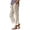 Beige, variant on Linen Pants Women Petite Ankle Length Straight Leg Cropped Pant Summer Casual Trousers Elastic Waist Lightweight Casual Trousers With Pockets