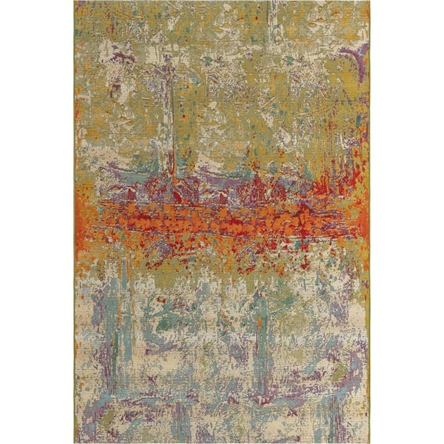 Unique Loom Outdoor Modern Bright Colors Rug 6' x 9' Rectangle Multi/Green