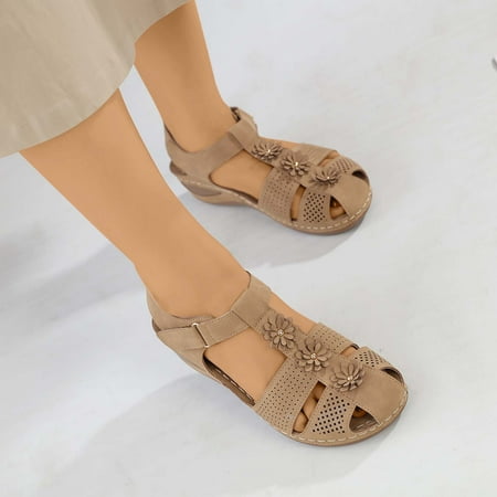 

DAETIROS Girls Sandals- Home Holiday Leisure Cool slippers Retro Womens Sandals Brown Size 7