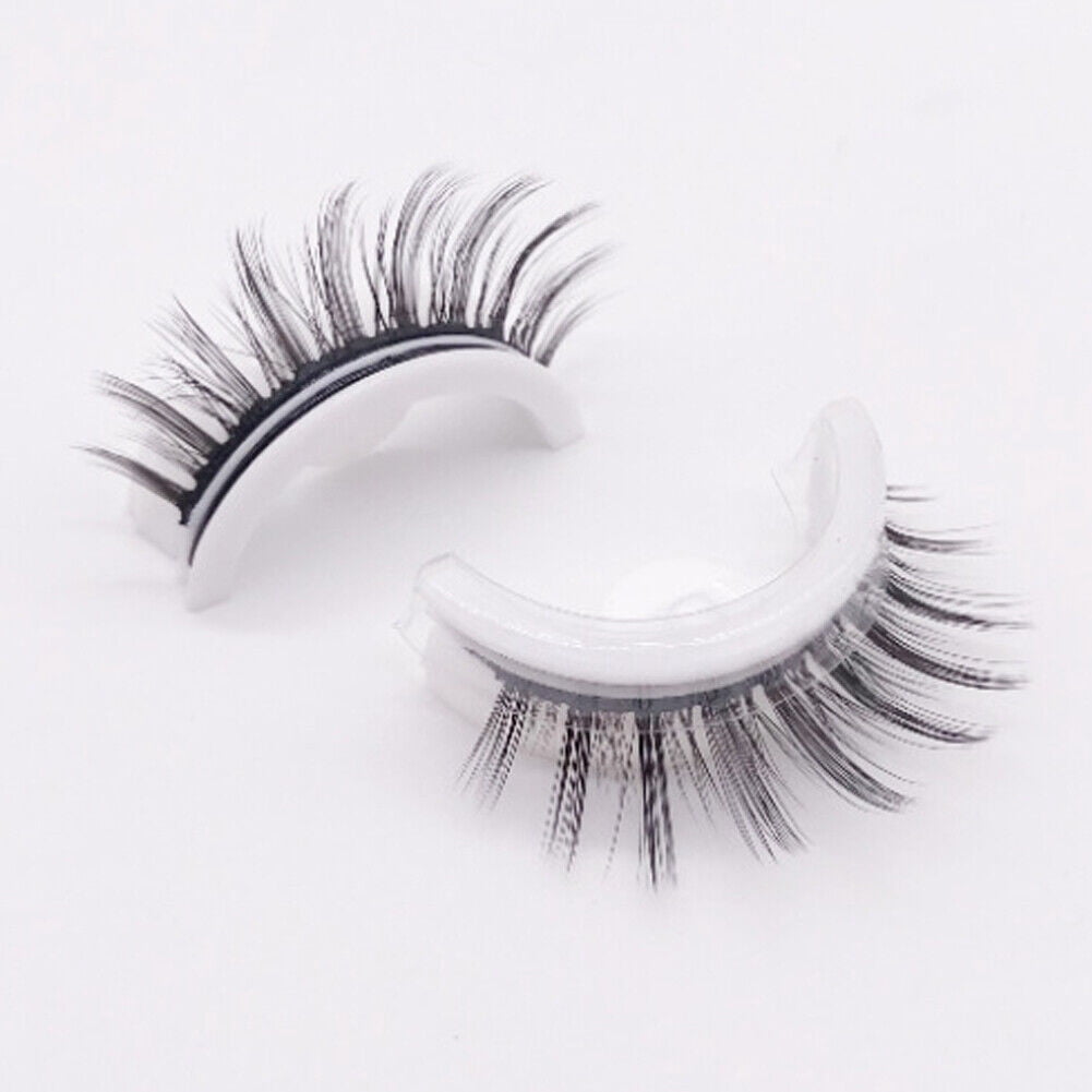 US 2-4 Pc Reusable 100% Real Mink 3D False Eyelashes Self Adhesive Nature Long