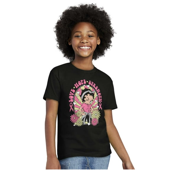 Betty Boop Breast Cancer Positivity Girls Kids T Shirt Tees Teen Brisco Brands L
