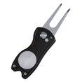 thumbnail image 1 of 1PC Foldable Metal Golf Turf Repair Tool With Magnetic Ball Marker And Pop-Up Button For Golf Green Fork Golf Tool black, 1 of 6