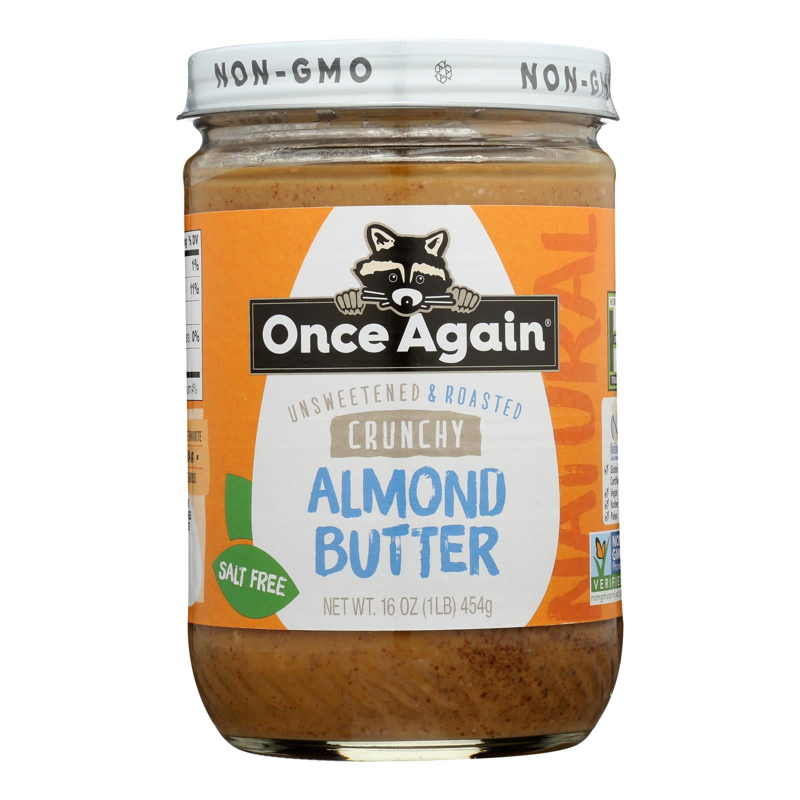 Once Again Almond Butter - Natural - Crunchy - Salt Free - 16 oz - Single