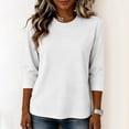 thumbnail image 6 of Womens Cotton Casual 3/4 Sleeve T Shirts Crew Neck Loose Fit Tops Solid Basic Tops Tees, 6 of 6