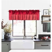 1 piece S18 Burgundy color luxury straight sheer faux silk window curtain valance for kitchen bathroom dcor with rod pocket 55" wide X 18" long