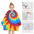 thumbnail image 6 of Colorful Tie Dye Mandala Pattern Blanket Hoodies for Kids 6-13YR Oversize Wearable Blanket Hoodies for Boys Girls Teens, 6 of 7