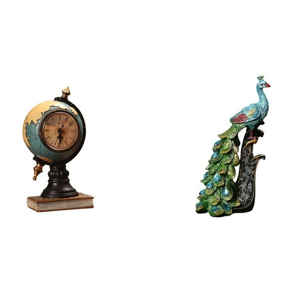 Figura de escritorio,Reloj de mesa con figura de globo terráqueo,decoración para oficina y hogar,Reloj de escritorio,figura decorativa,decoración para el hogar,Figura de escritorio,Estatua