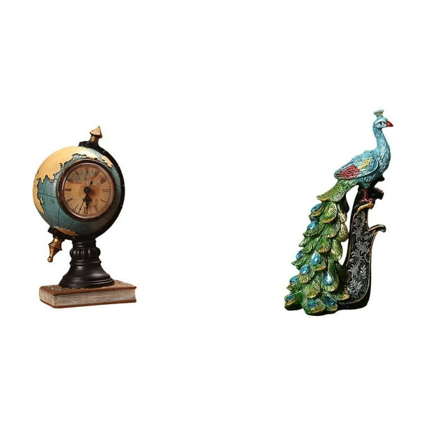 Figura de escritorio,Reloj de mesa con figura de globo terráqueo,decoración para oficina y hogar,Reloj de escritorio,figura decorativa,decoración para el hogar,Figura de escritorio,Estatua