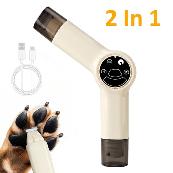 Merryhome Dog Clippers for Grooming, 2-in-1 Rechargeable Cordless Pet Hair Clippers with Nail Grinder, Cat Clippers Face Shaver for Paw Nail Body Ear