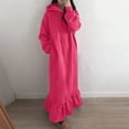 thumbnail image 2 of Sngxgn Women Long Sleeve Deep V Neck Loose Plain Long Maxi Casual Dress(Hot Pink,XXXL), 2 of 5