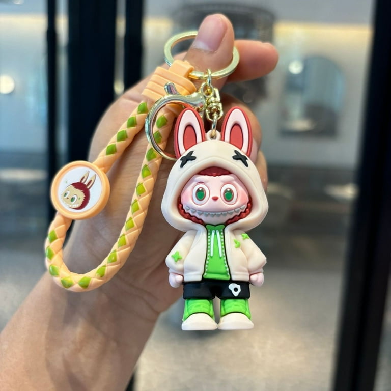 キーホルダー・キーリング Pop Mart Labubu Let's Play Together Doll Series Dada Keyring POP MART LABUBU Adorable Decor PVC Collectible Charm