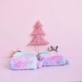 thumbnail image 4 of PureCasa Plush Gradient Rainbow Pencil Case, Large Capacity Pen Pouch Bag with Zipper and Fleecy Hairball, Office Stationery Storage, 1 Pack, 8.2"x3.5"x2.4", 4 of 5