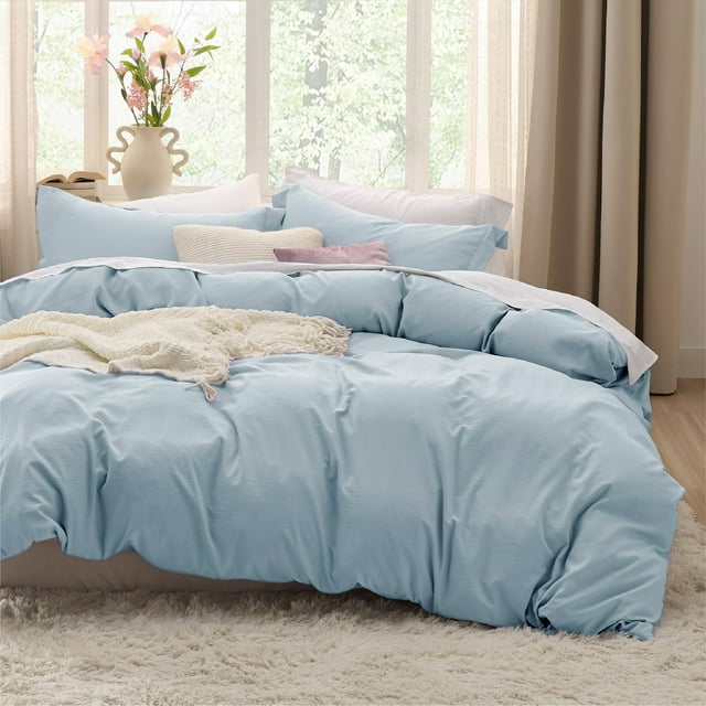 Juego de fundas de edredón Bedsure, tamaño king size, azul cielo, 3 piezas