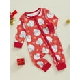thumbnail image 3 of Suealasg Baby Boy Girls Pajamas Rompers Newborn Christmas Clothes Long Sleeve Santa Claus Print One-Piece Pajamas Infant Zip-Up Footless Pjs Full Length Jumpsuits, 3 of 7