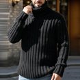 thumbnail image 5 of Ceisia Mens Thick Ribbed Turtleneck Knitted Sweater Long Sleeve Solid Color Warm Casual Pullover Top Black XL Gift, 5 of 8