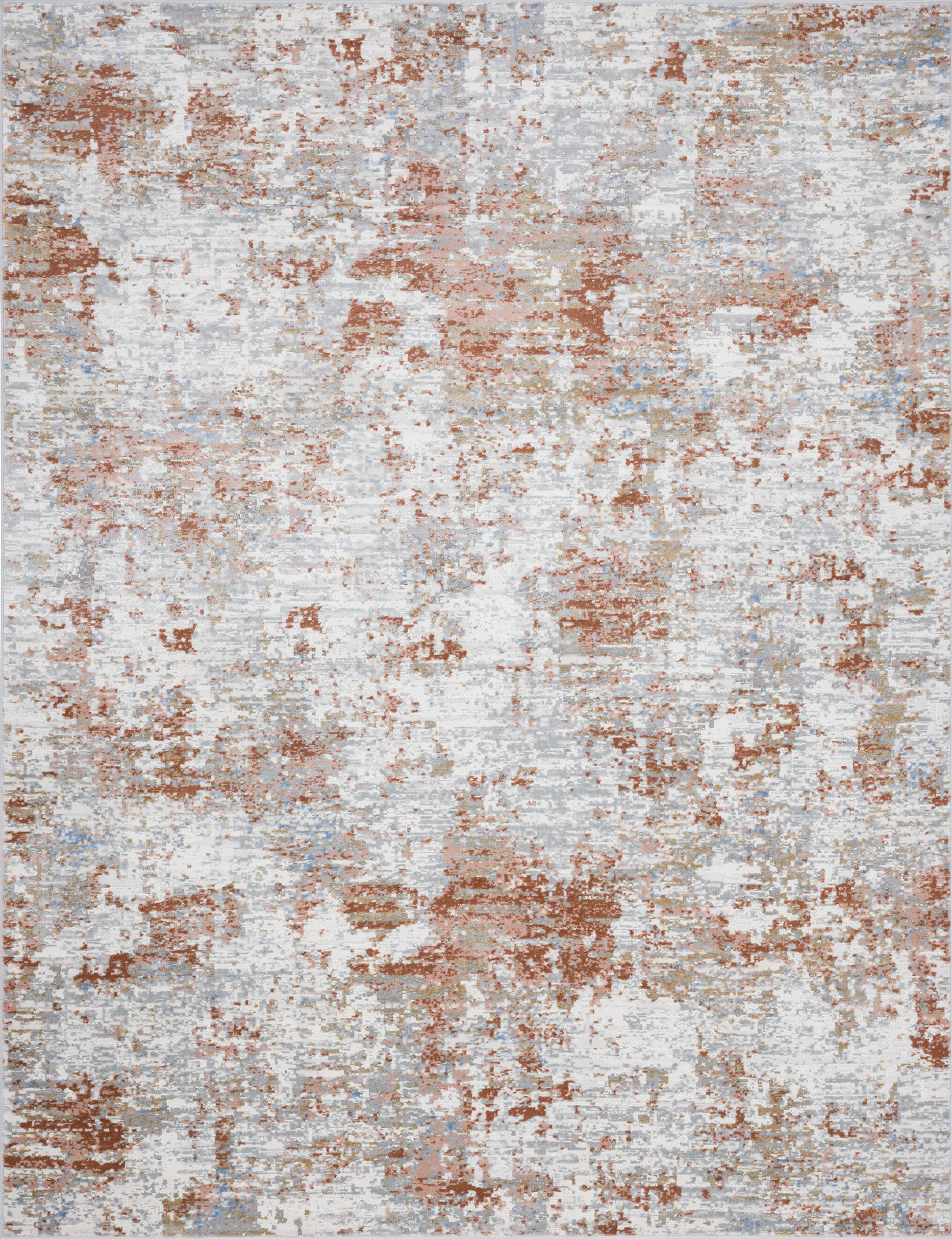 Yardley Distressed Contemporary Abstract Rust, Gray Indoor Area Rug, 4' x 5'