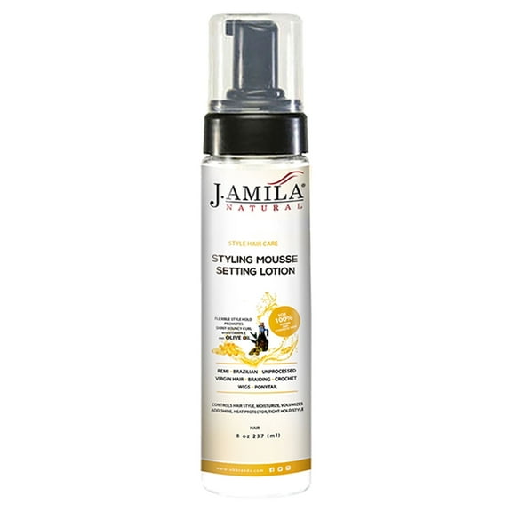 J. Amila Natural Styling Mousse Setting Lotion with Olive Oil 8oz - Frizz Control & Hold