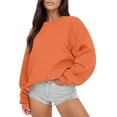 thumbnail image 1 of GPOECD Chandail à Manches Longues pour Femmes, Col Rond, Coupe Ample, Confortable, Décontracté pour l'Automne, Z9262-Orange,G, 1 of 6