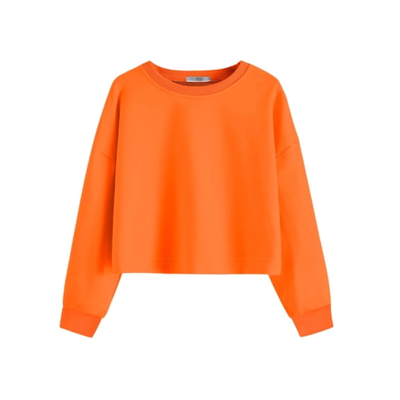 Orange Girls Cropped Sweatshirt 7-8Y Long Sleeve Pullover Top