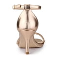 thumbnail image 3 of BLISSFUL STEP Women's Solid Color Open Toe Rhines Ankle Strap Stiletto Sandals Rose Gold 9.5, 3 of 9