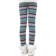 thumbnail image 4 of Gyratedream Kids Girls Winter Warm Fleece Leggings Printed Thicken Tight Trouser,Flower Rhombus,6-7 Years, 4 of 6