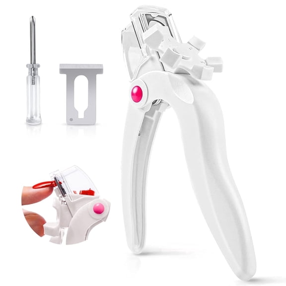 MelodySusie Adjustable Stainless Steel Acrylic Nail Clippers with Dial Measurement Tool and Removal Cap, White