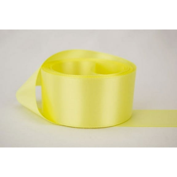 Ribbon Bazaar Double Faced Satin 1-1/2 inch Baby Maize 50 yards 100% Polyester Ribbon
