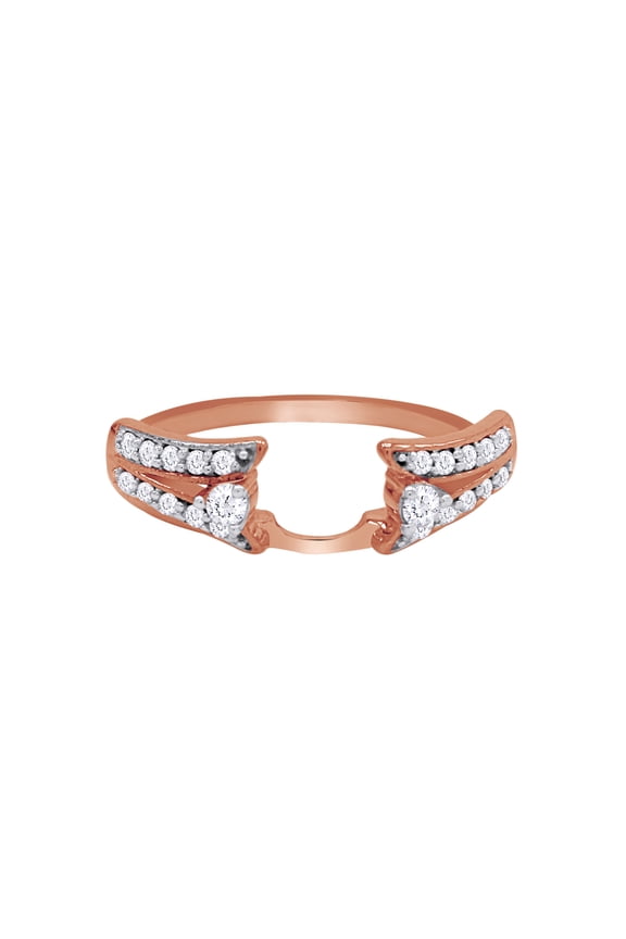Round White Cubic Zirconia Split Shank Enhancer Guard Ring 10k Rose Gold Ring Size - 9