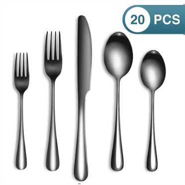 VAVSEA Black Silverware Set, 20 Pcs Flatware Set for 4, Heavy Duty Stainless Steel Spoons and Forks for Home and Restaurant, Dishwasher Safe