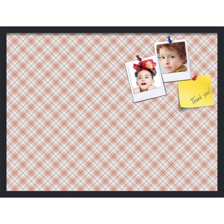 PinPix ArtToFrames 30x22 Custom Cork Bulletin Board Argyle Tan Poster Board Has a Fabric Style Canvas Finish Framed in Satin Black (PinPix-643)