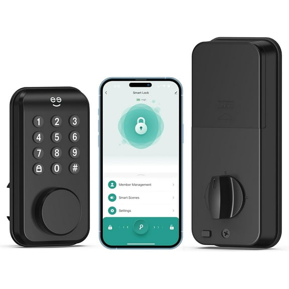 Geeni Smart Deadbolt Lock - Keyless Entry Door Lock with Keypad, Wi-Fi, App Control, Voice Command, IPX5 Waterproof