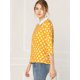 thumbnail image 4 of Disfraz de Halloween para mujer Polka Dots Contraste Peter Pan Collar Top 3/4 Mangas Blusa Camisa Amarillo XS, 4 of 6