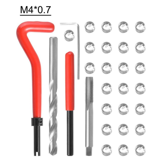 30Pcs Metric Thread Insert Kit M4 M7 M9 M11 Helicoil Car Pro Coil Tool M4*0.7