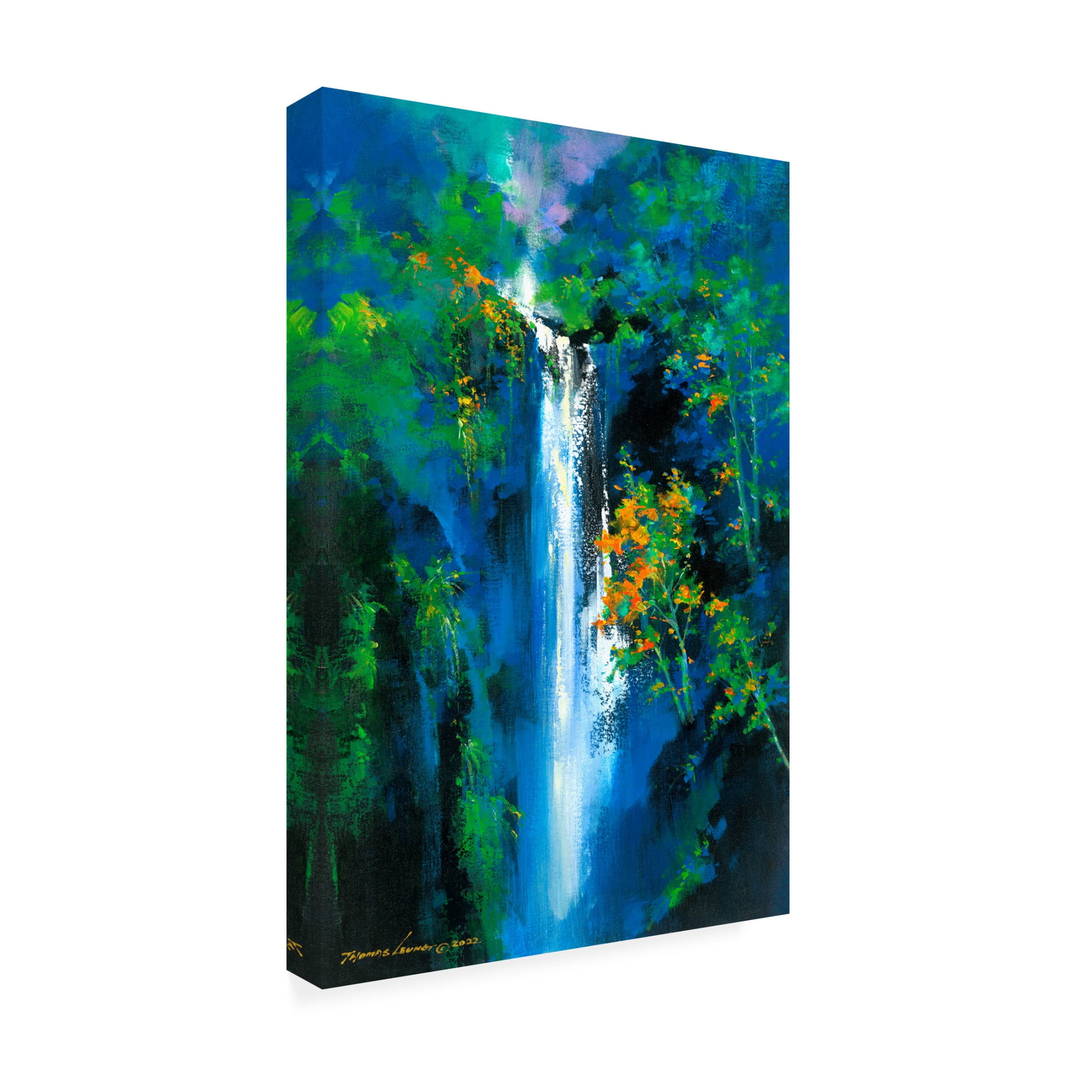Canvas Wall Art - Thomas Leung 'Little Falls in Paradise' Wall Art for Living Room, Bedroom, or Office Décor by Trademark Fine Art - 16 x 24 Inches