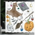 thumbnail image 4 of Ambesonne Halloween Shower Curtain, Pumpkin Skull, 69"Wx84"L, Multicolor, 4 of 5